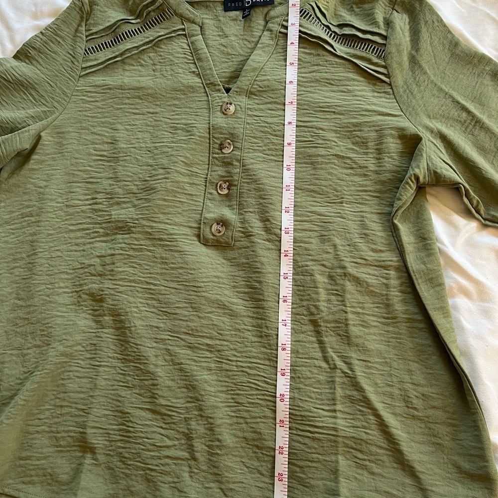 Olive Green Button-Down Blouse - Picture 8 of 13